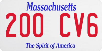 MA license plate 200CV6