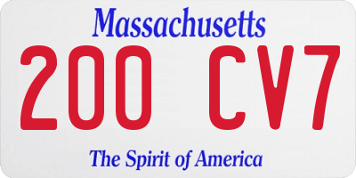 MA license plate 200CV7