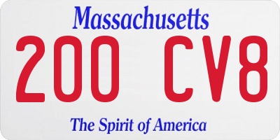 MA license plate 200CV8