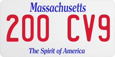 MA license plate 200CV9