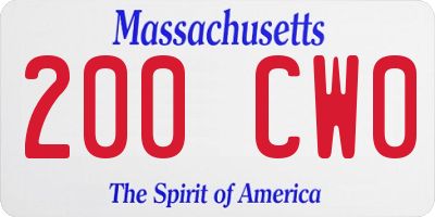 MA license plate 200CW0