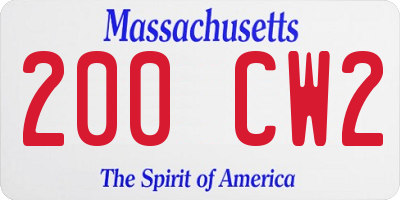 MA license plate 200CW2