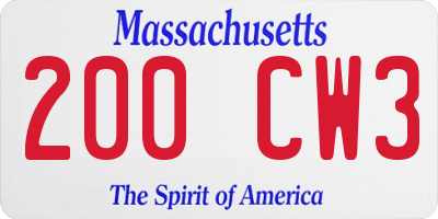 MA license plate 200CW3
