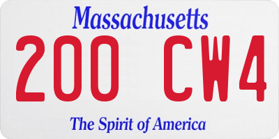 MA license plate 200CW4