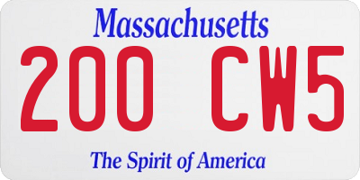 MA license plate 200CW5