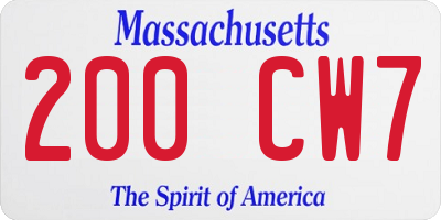 MA license plate 200CW7