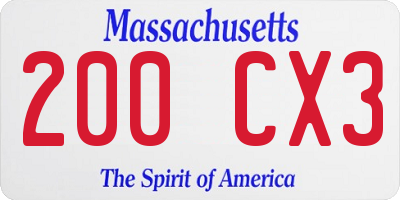 MA license plate 200CX3