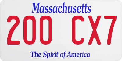 MA license plate 200CX7