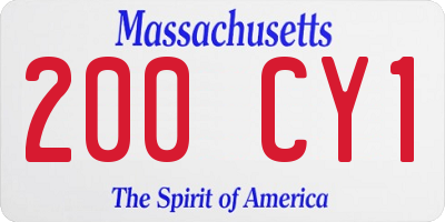 MA license plate 200CY1