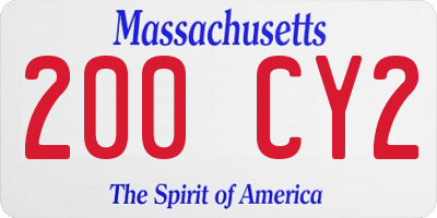 MA license plate 200CY2