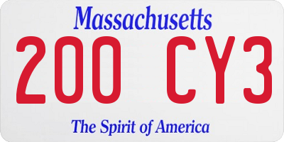 MA license plate 200CY3