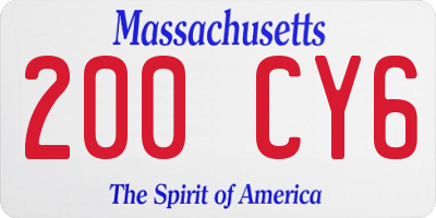 MA license plate 200CY6