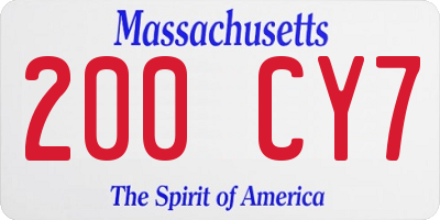 MA license plate 200CY7