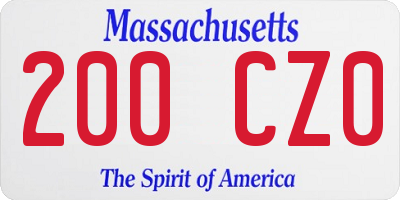 MA license plate 200CZ0