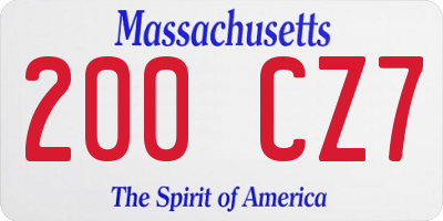MA license plate 200CZ7