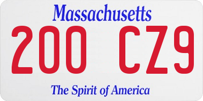 MA license plate 200CZ9
