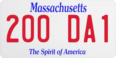 MA license plate 200DA1