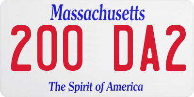 MA license plate 200DA2