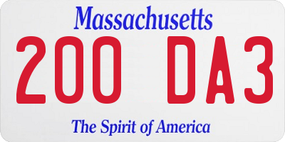 MA license plate 200DA3
