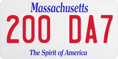 MA license plate 200DA7