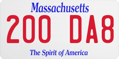 MA license plate 200DA8