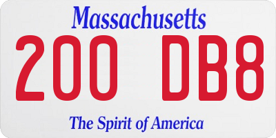 MA license plate 200DB8