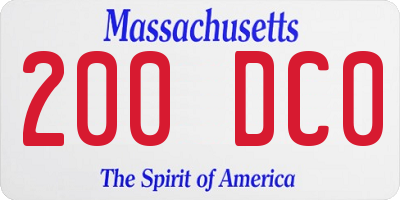 MA license plate 200DC0