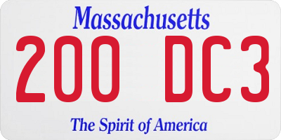 MA license plate 200DC3