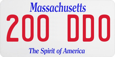 MA license plate 200DD0