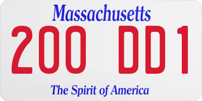 MA license plate 200DD1