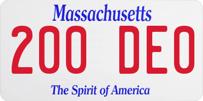 MA license plate 200DE0