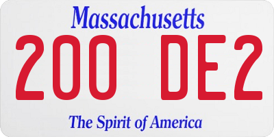 MA license plate 200DE2