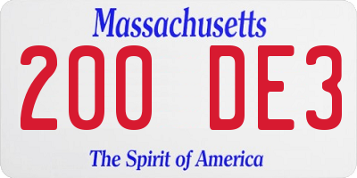 MA license plate 200DE3