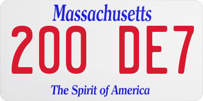 MA license plate 200DE7
