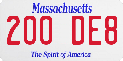 MA license plate 200DE8