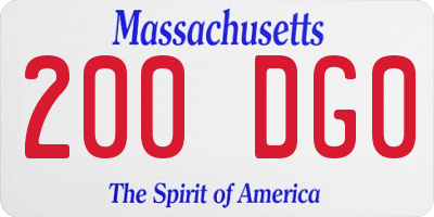 MA license plate 200DG0