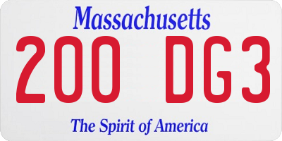 MA license plate 200DG3