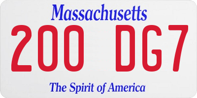 MA license plate 200DG7