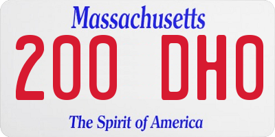 MA license plate 200DH0