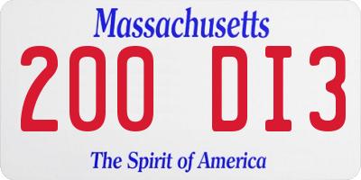 MA license plate 200DI3