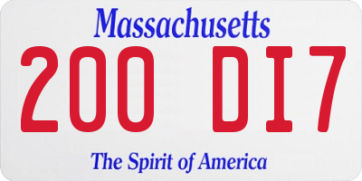 MA license plate 200DI7