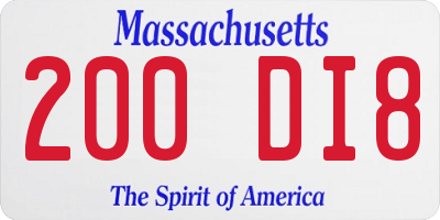 MA license plate 200DI8