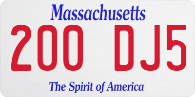 MA license plate 200DJ5