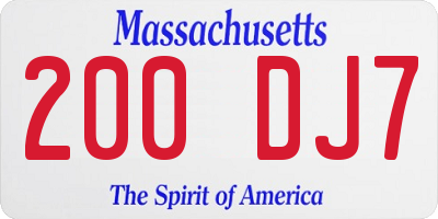 MA license plate 200DJ7