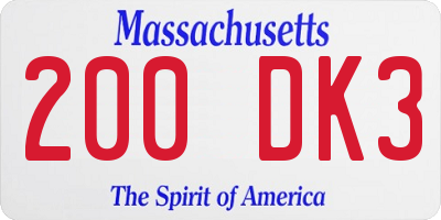MA license plate 200DK3