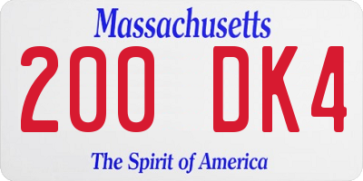 MA license plate 200DK4