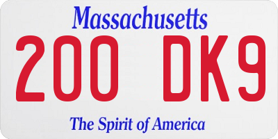 MA license plate 200DK9