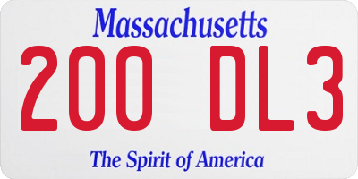 MA license plate 200DL3
