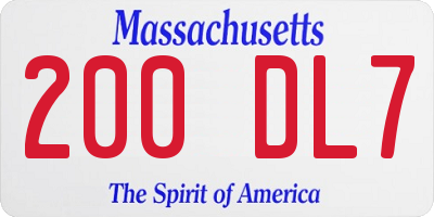 MA license plate 200DL7