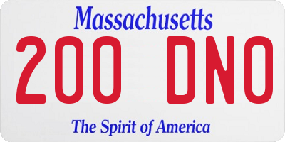 MA license plate 200DN0